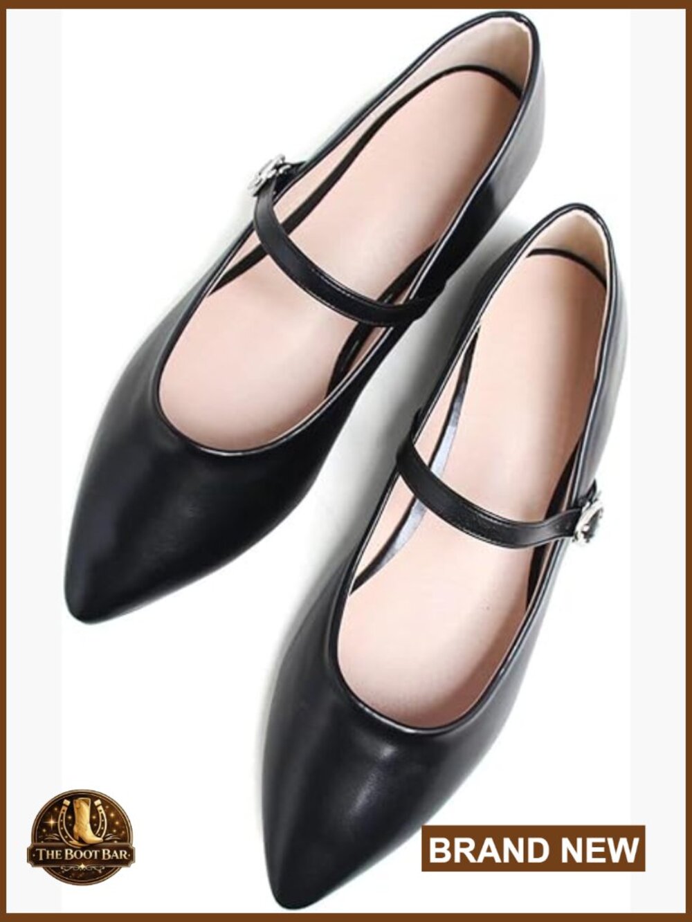 Womens Retro Mary Jane Flats Pointy Toe Slip On Work Shoes